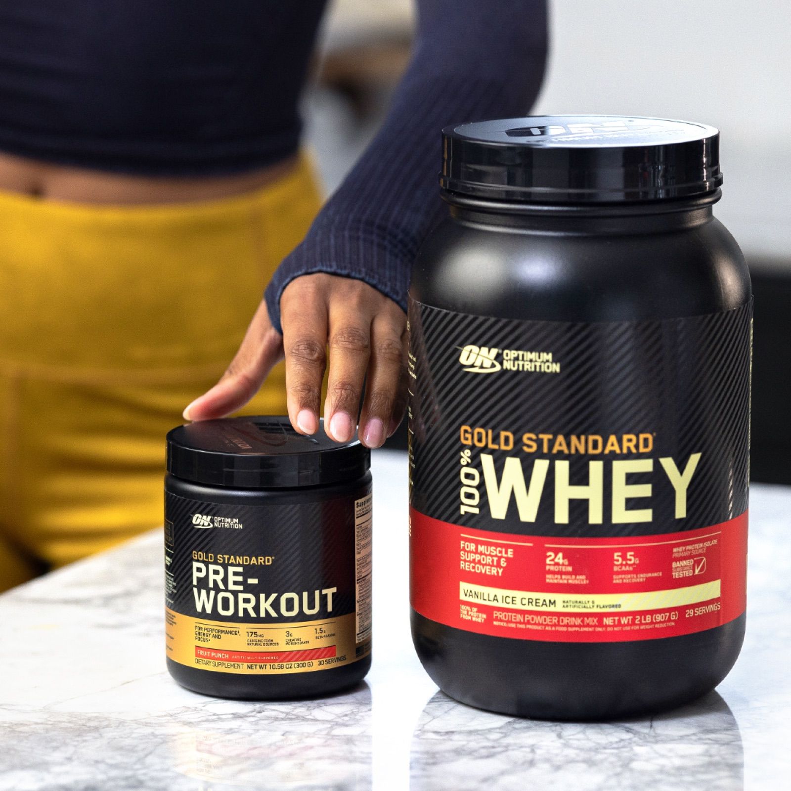 Gold Standard Whey und Pre Workout von Optimum Nutrition